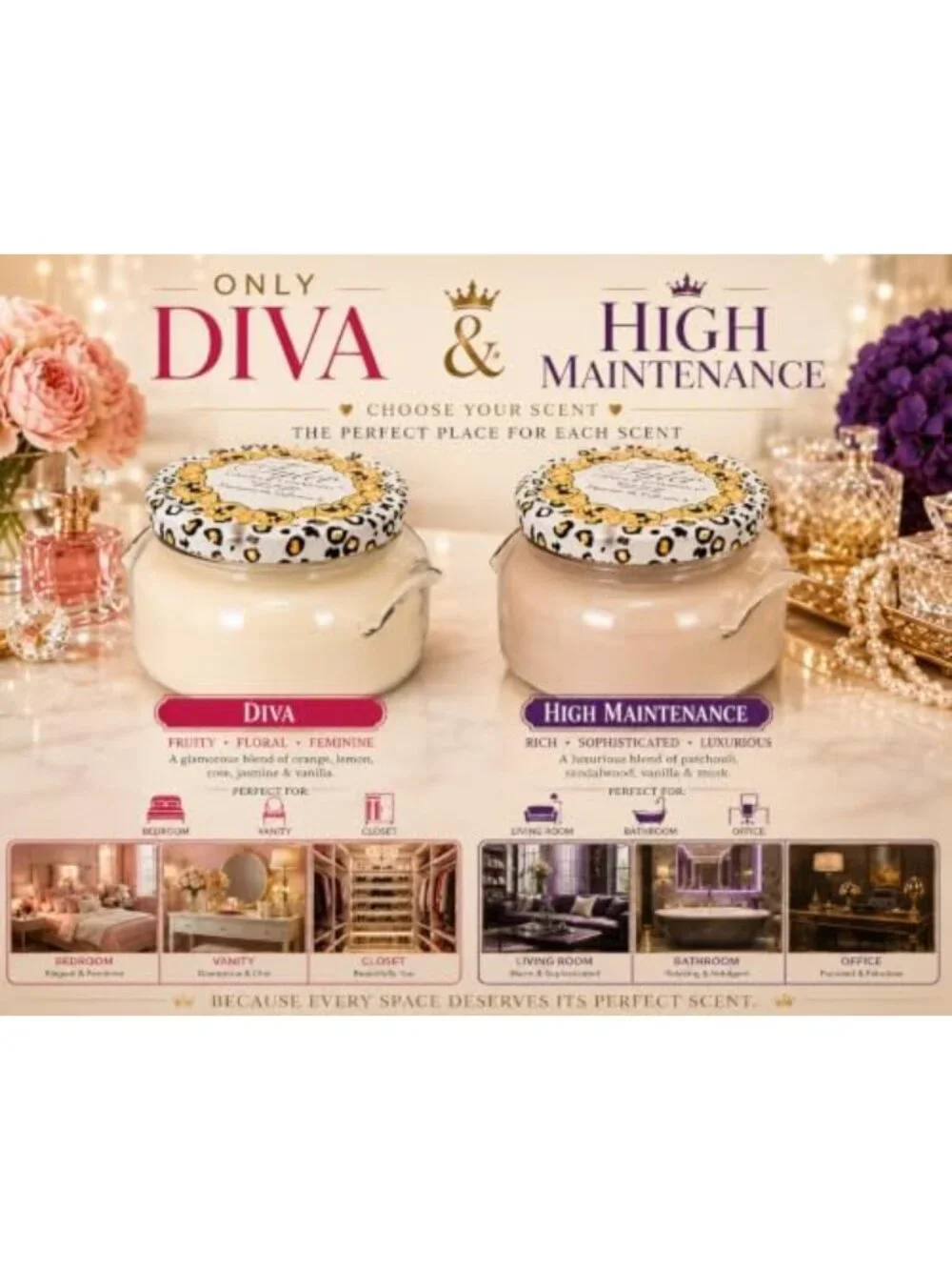 Large 2-Wick Soy Wax Scented Candle Set - Long Lasting Home Fragrance Gift